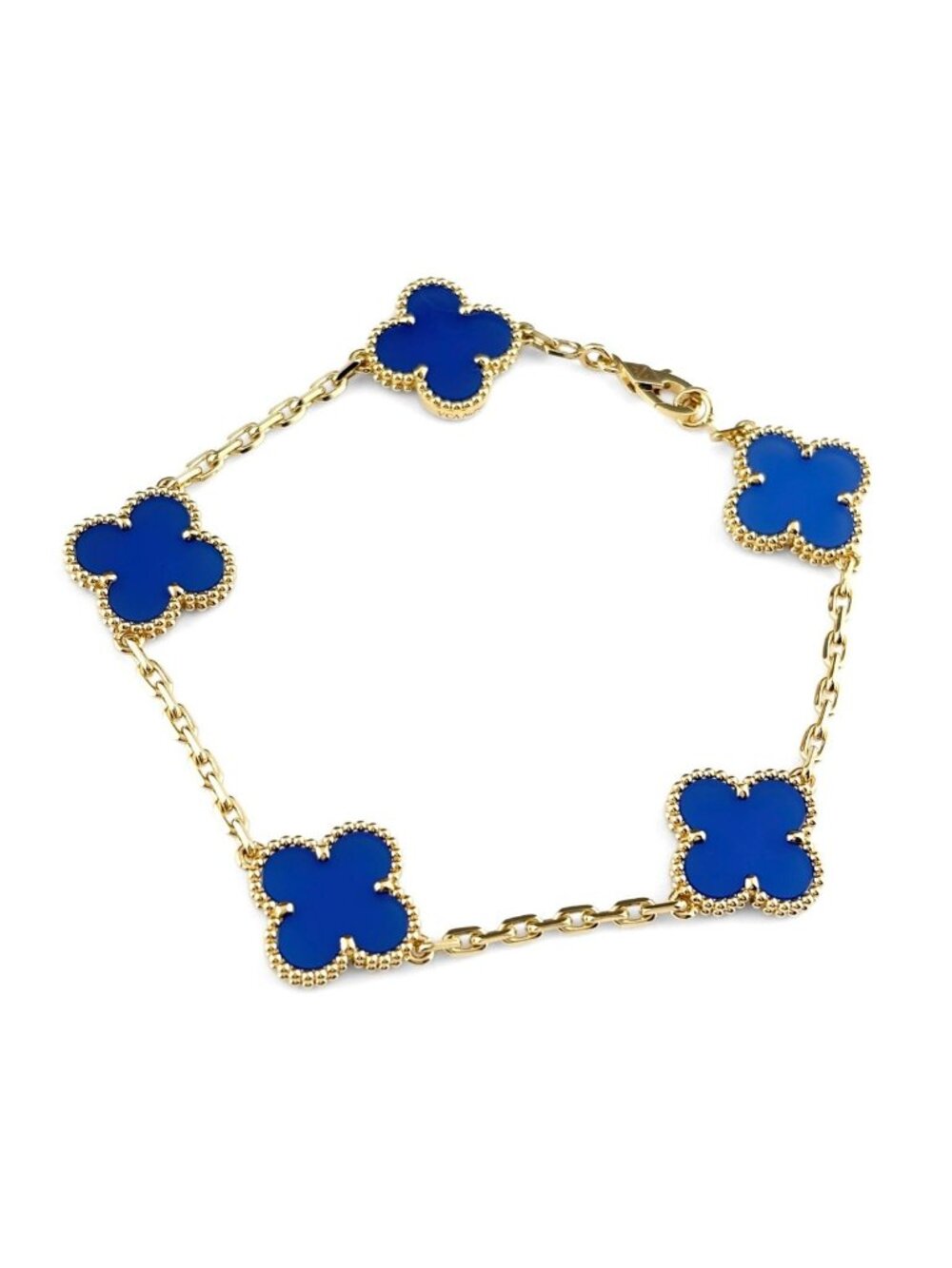 Van Cleef & Arpels Vintage Alhambra Yellow Gold Bracelet 750 Agate